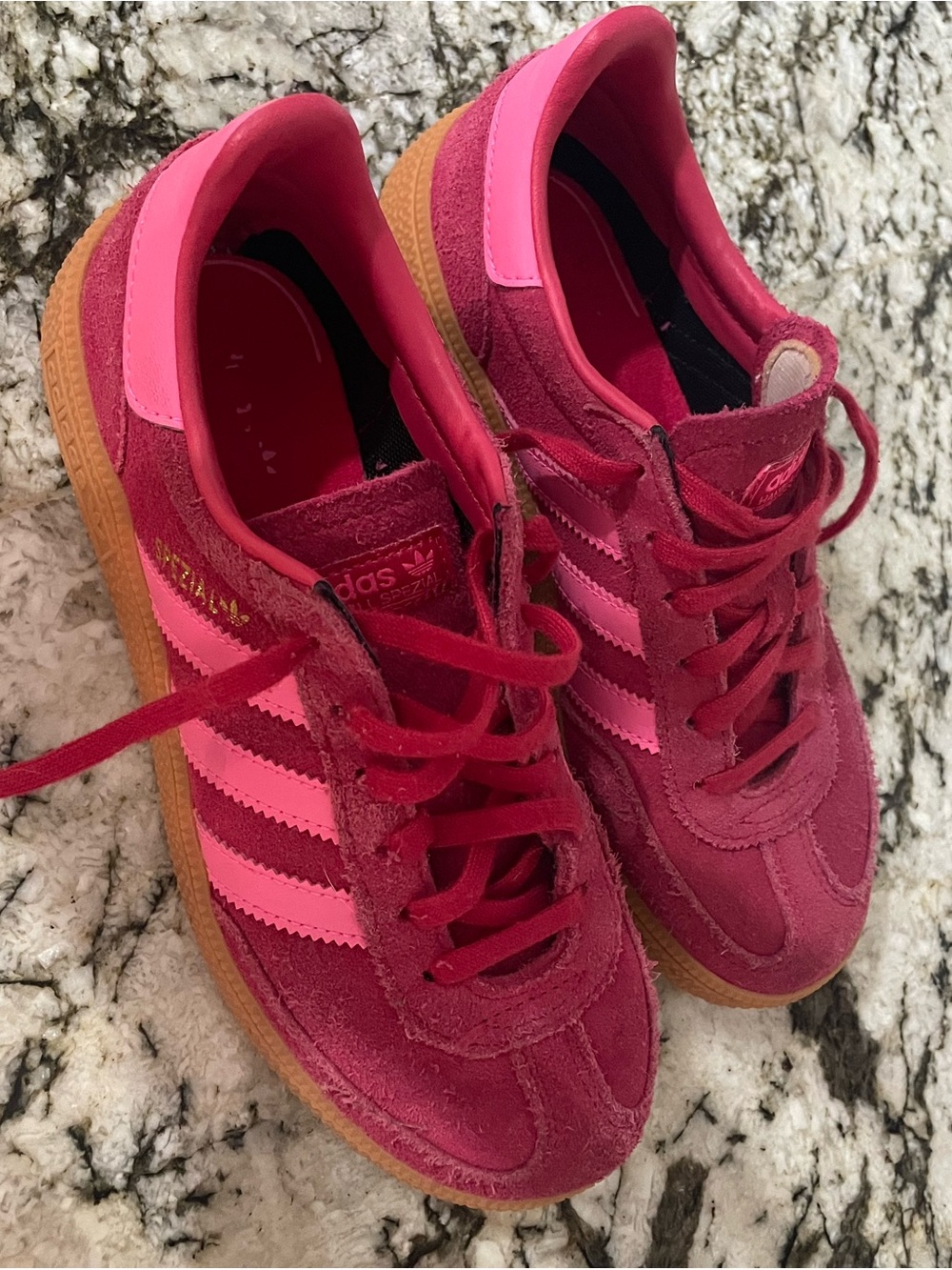 adidas Pink Suede Sneakers with Light Pink Stripes